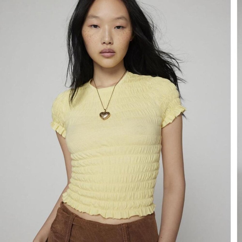 Kimchi Blue Shay Smocked Cropped Top